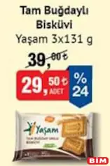 YAŞAM TAM BUĞDAYLI BİSKÜVİ 3X131 G YAŞAM TAM BUĞDAYLI BİSKÜVİ 3X131 G